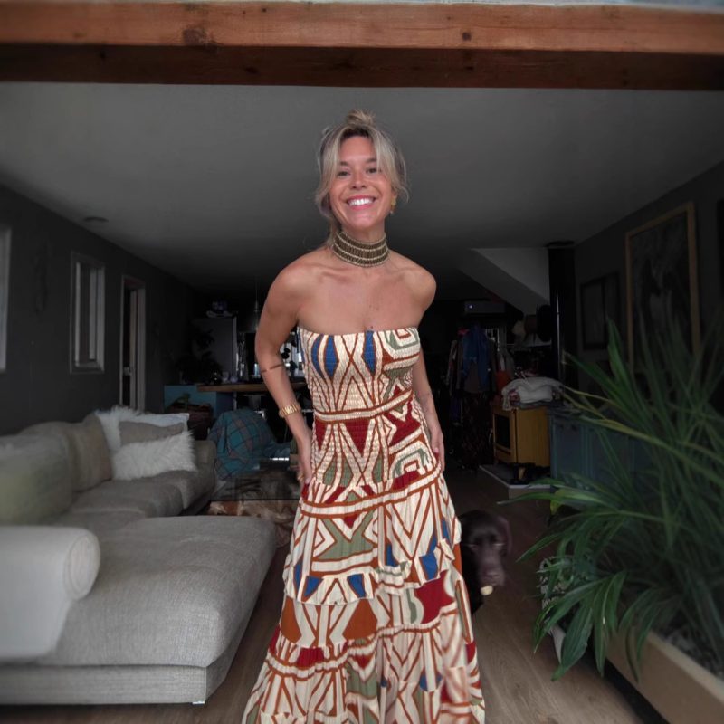 Retro Boho High Waist Printed Slip Dress - Image 3