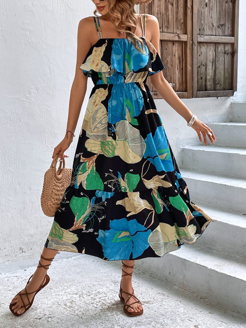 Sleeveless Tube Top Printed Beach Dress Women - Image 3