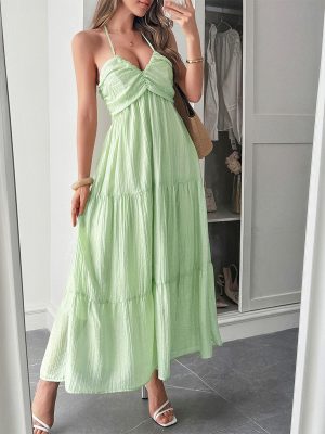 Casual Halter Seaside Maxi Dress Women