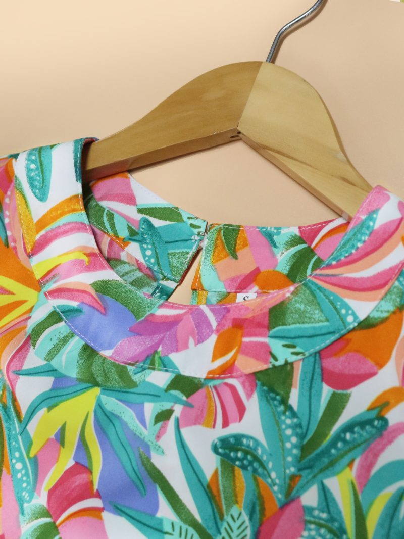 Printed A-Line Pleated Dress with Collar - Image 2