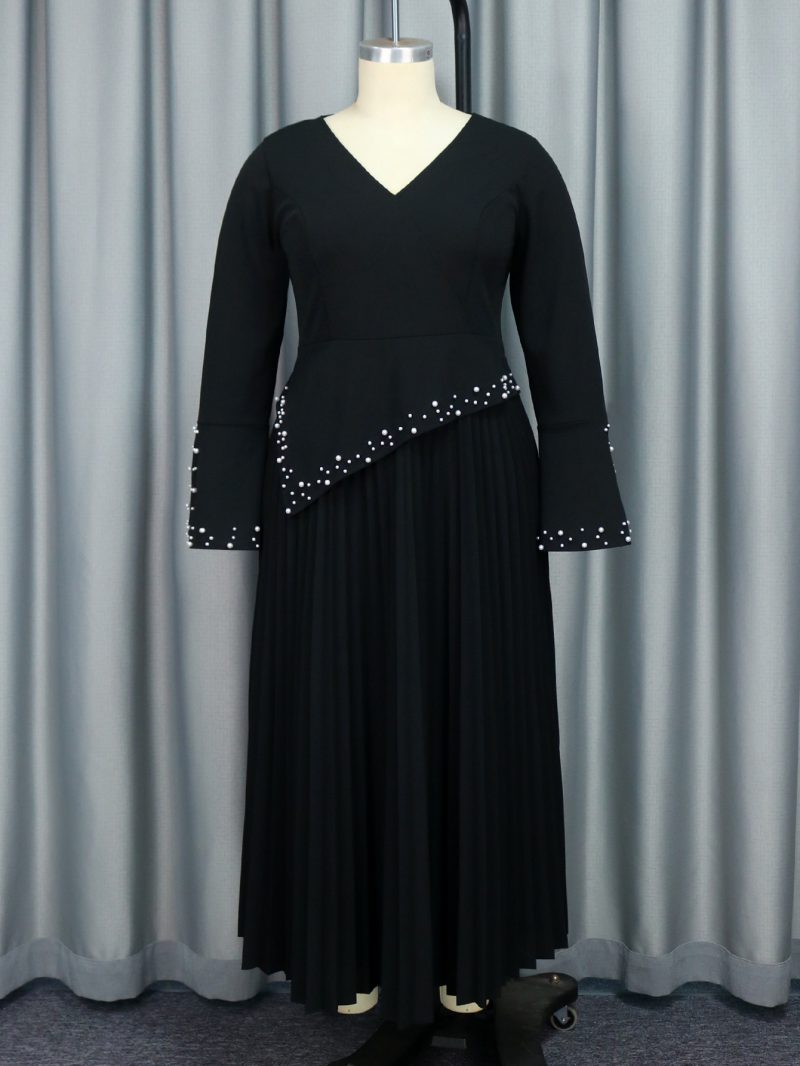 Beaded Cocktail A-Line Dress – V Neck Style - Image 3