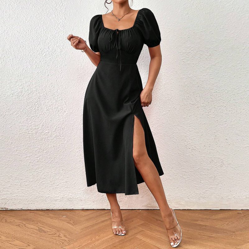 French Elegant Hepburn Split Hem Dress Women - Image 4