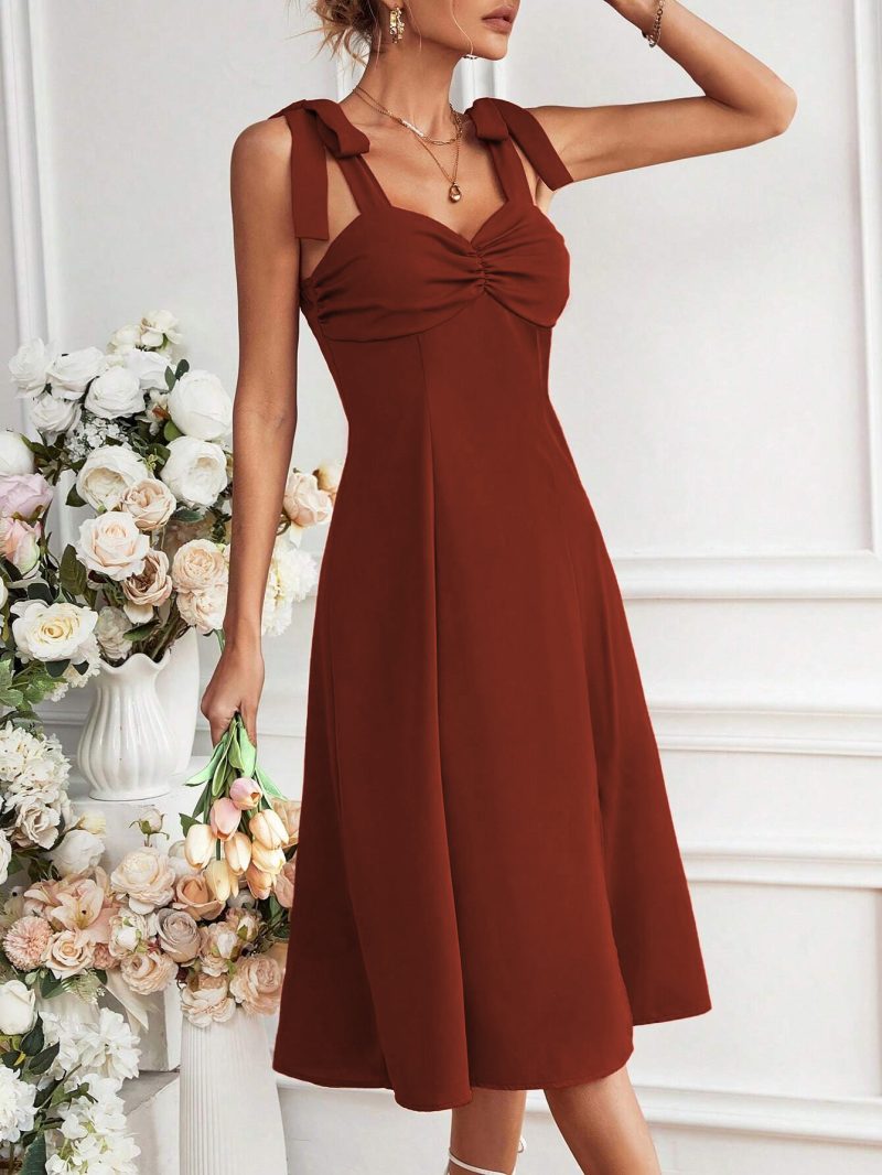 Pleated Chest Waist Slim Side Slit Dress - Image 3