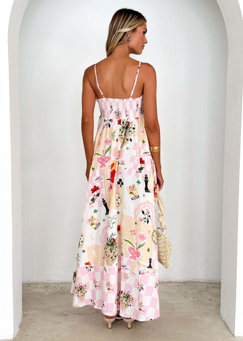 Printed Backless Swing Dress – Summer Suspenders Style - Image 4