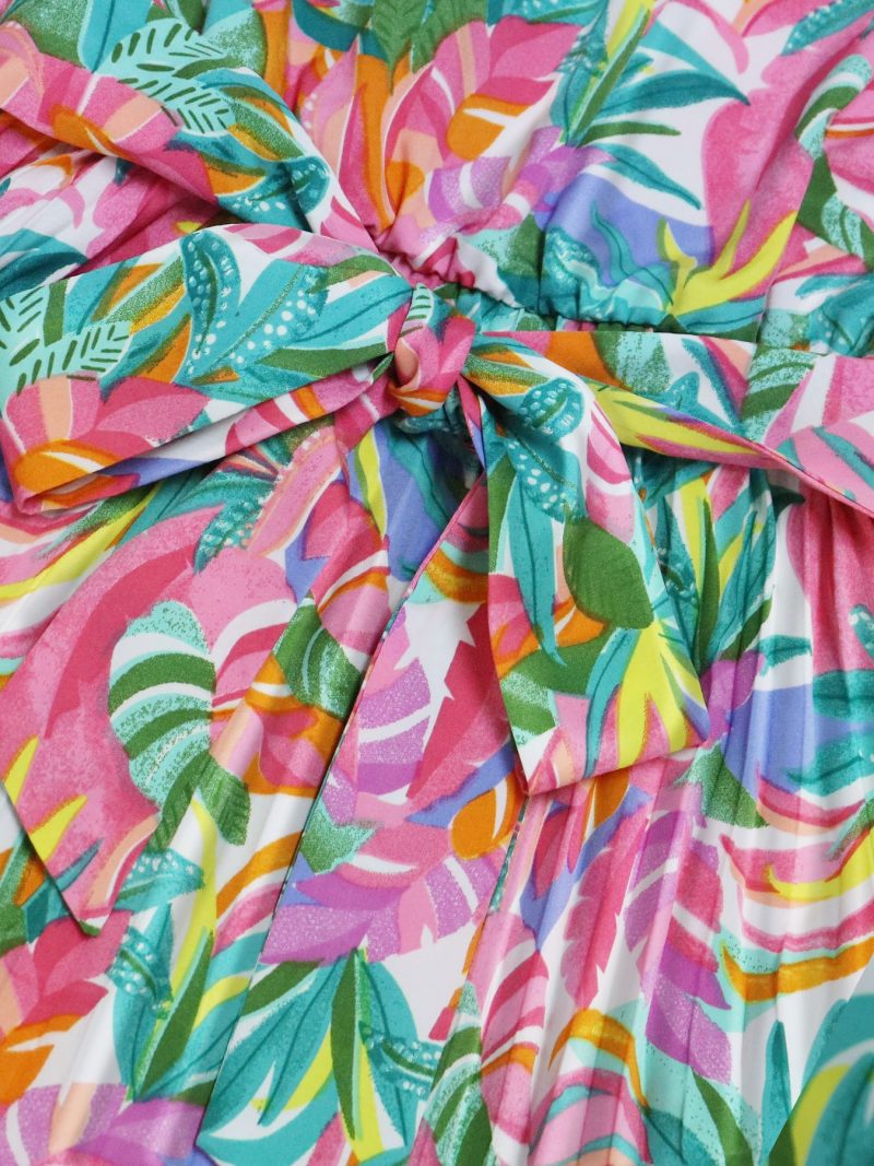 Printed A-Line Pleated Dress with Collar - Image 3