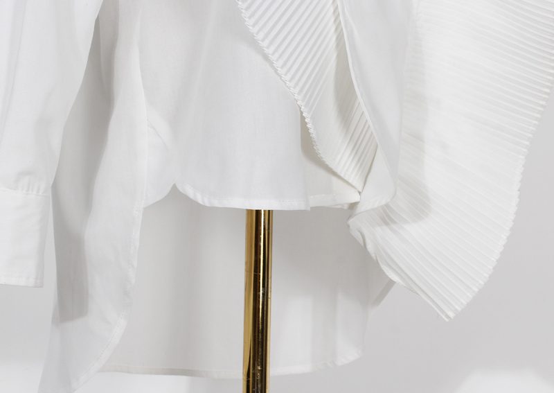 Spring Retro Irregular Ruffled Asymmetric Women’s Shirt - Image 4