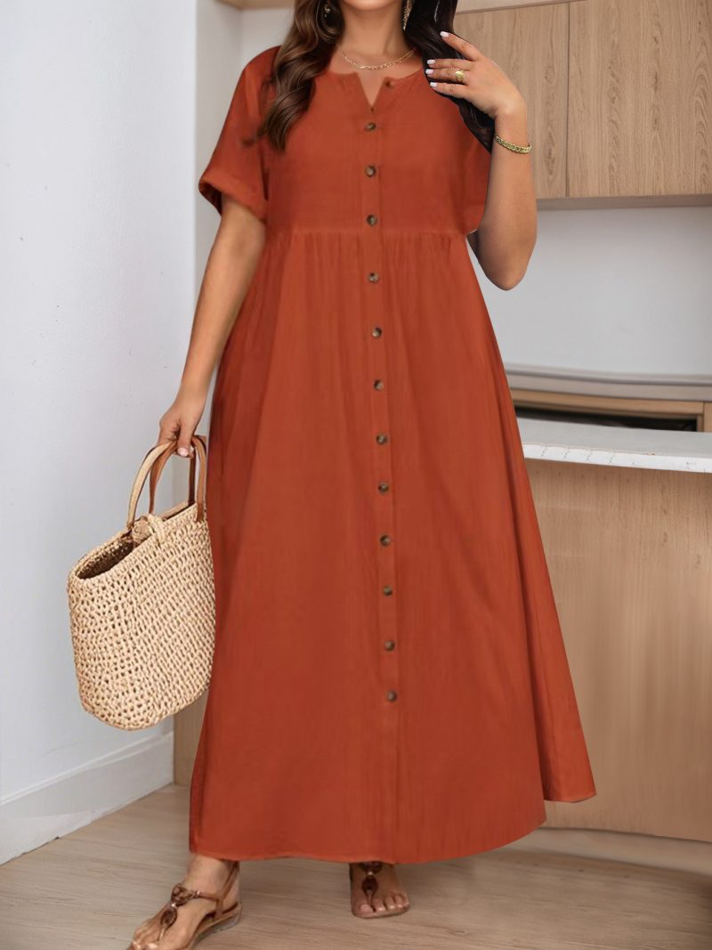 Plus Size Cotton Linen High Waist Dress - Image 2