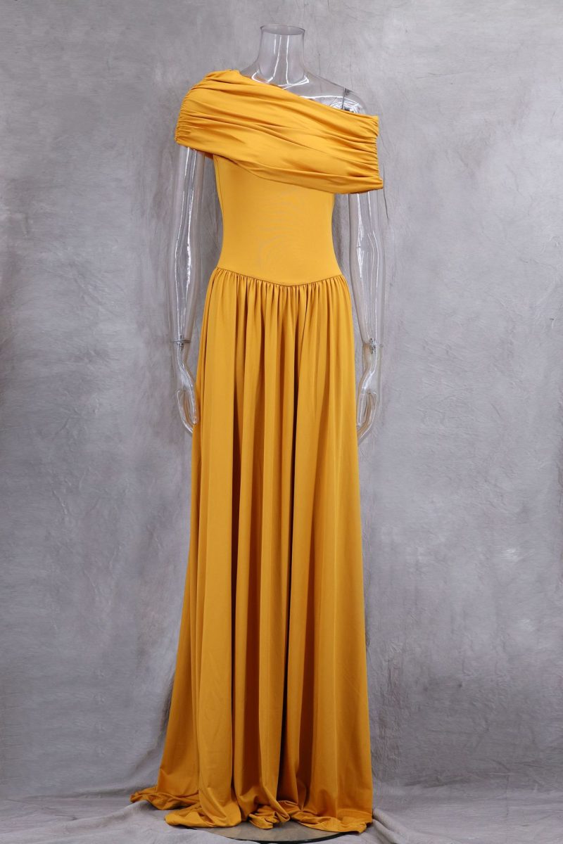 Elegant Off-Shoulder Slim Waist A-Line Dress - Image 4