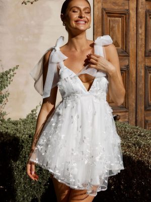 Spaghetti Strap Backless Deep V Princess Dress