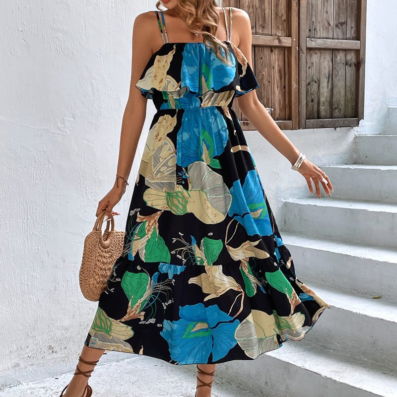Sleeveless Tube Top Printed Beach Dress Women - Image 4