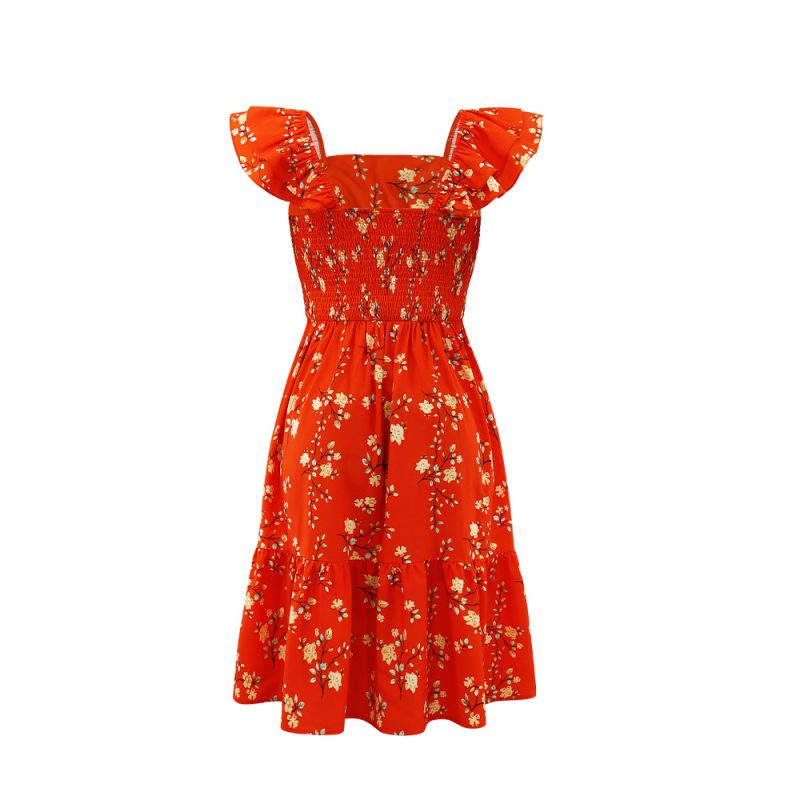 Summer Printed Dress with Flounced Sleeves - Image 2