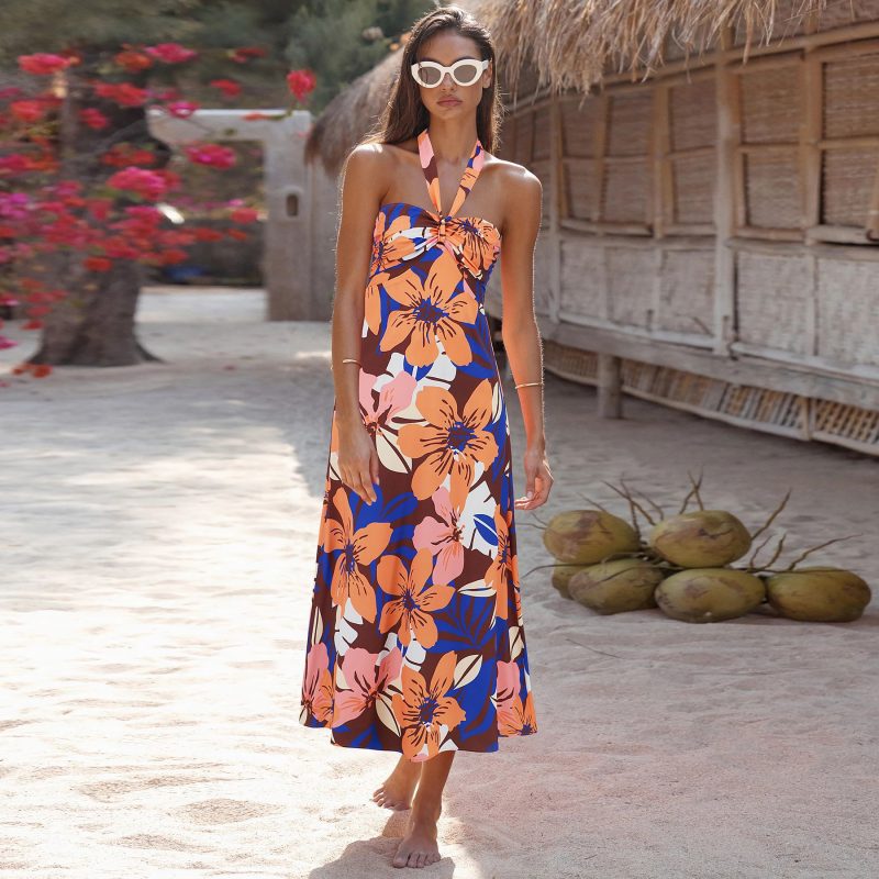 Bohemian Printed Halter Summer Maxi Dress - Image 3