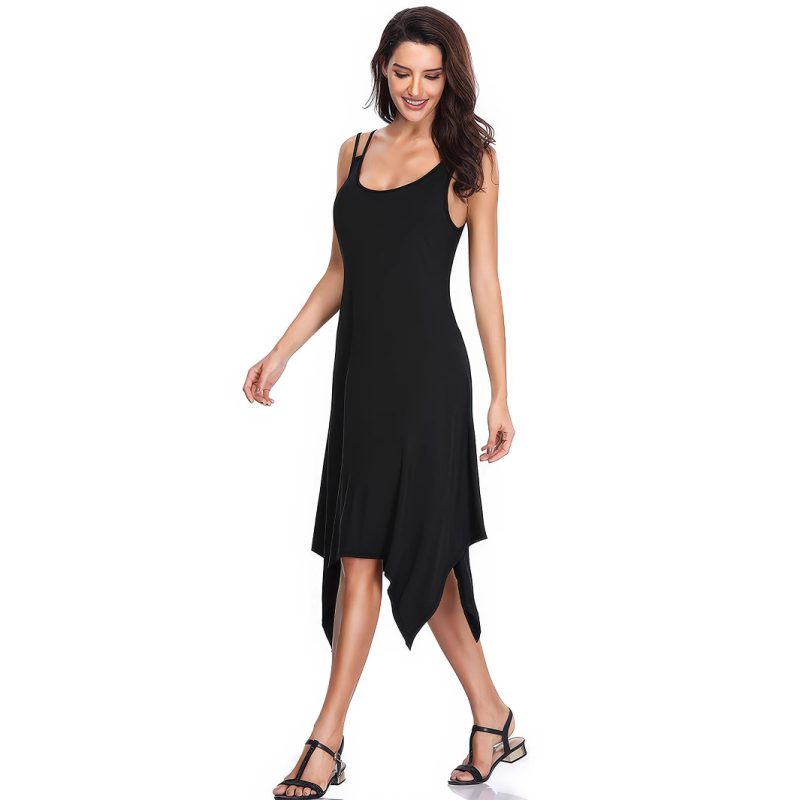 Summer Casual Solid Color Sleeveless Sling Dress - Image 3