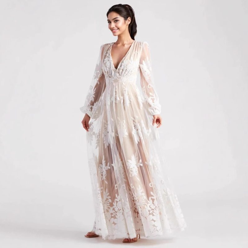 Evening Maxi Dress – High Split Sleeves Look - Image 4