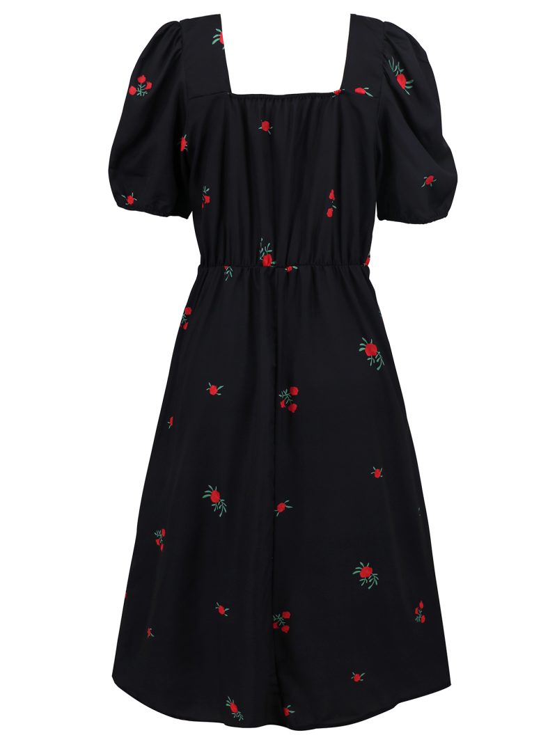 Elegant Summer Floral Lantern Sleeve Dress - Image 3