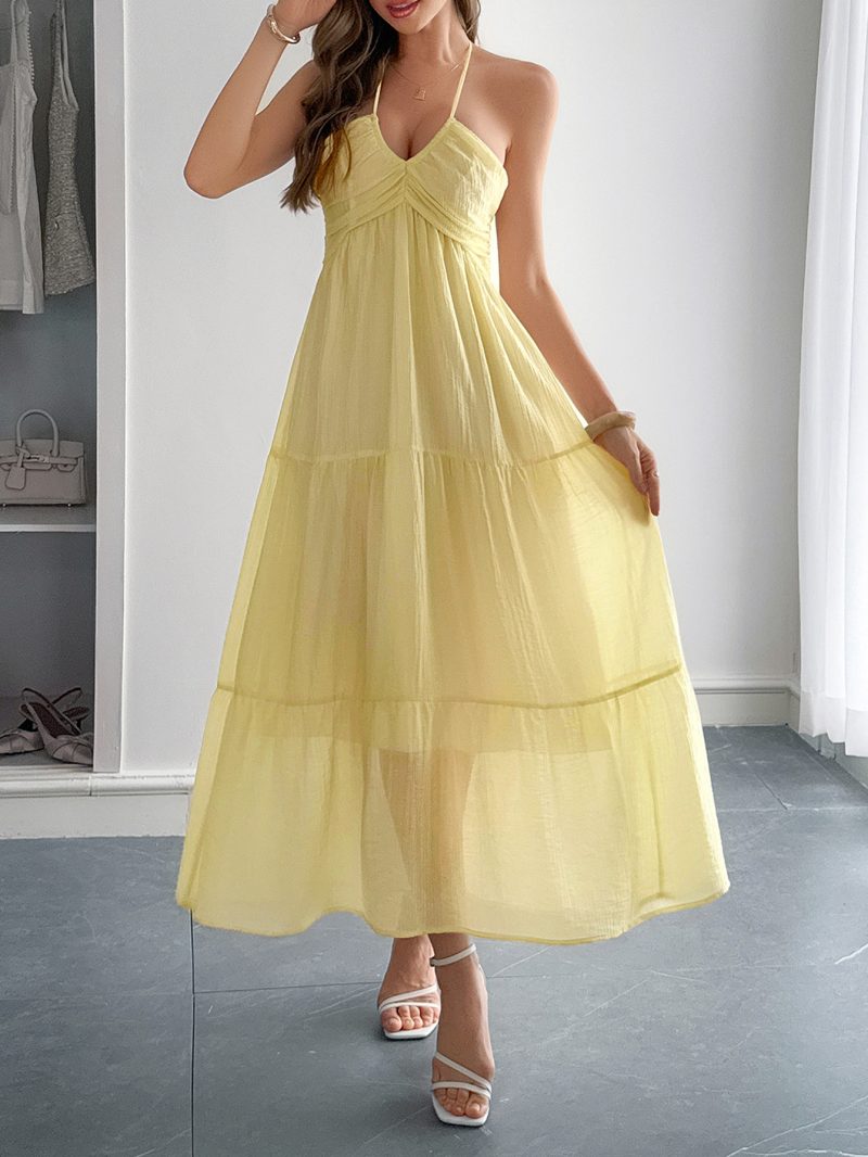 Casual Halter Seaside Maxi Dress Women - Image 3