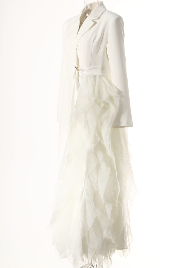 Asymmetric Mesh Stitching Business Party Dress - Image 2