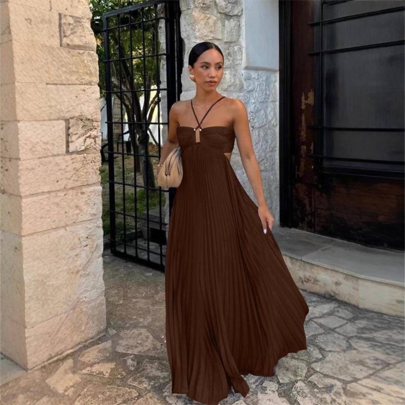 Pleated Solid Color Tube Top Summer Dress - Image 3