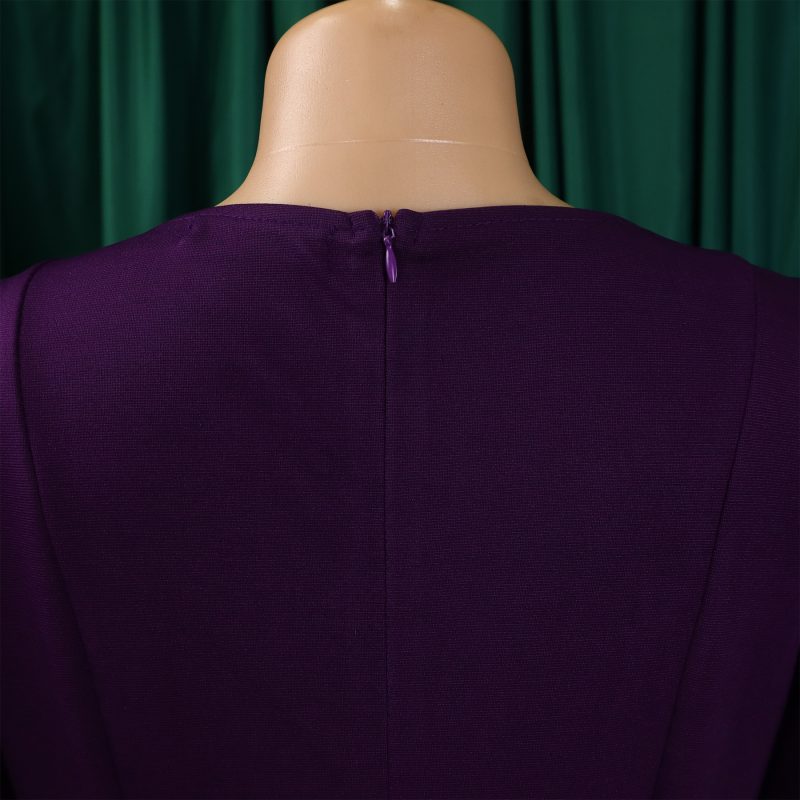 Elegant Puff Sleeve Waisted A-Line Hem Dress - Image 2
