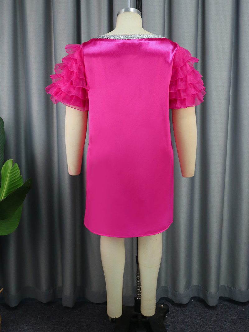 Women’s Autumn Drilled Bell Sleeve Office Dress - Image 3