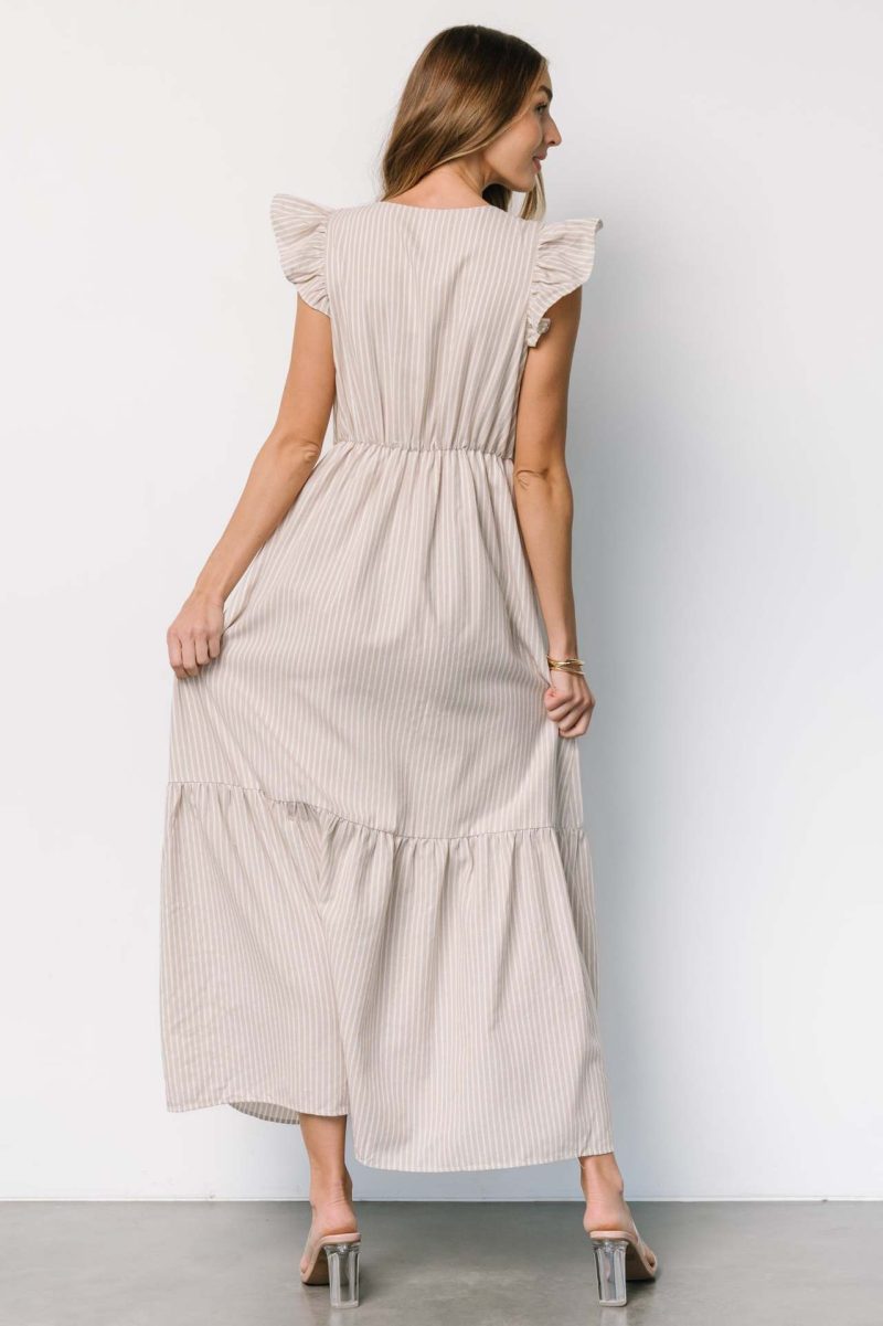 Bohemian Striped V-Neck Holiday Maxi Dress - Image 2