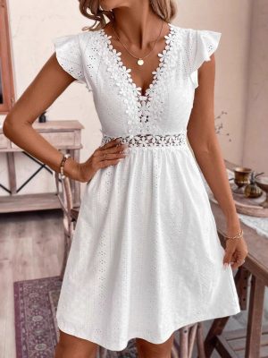 Women's Summer Lace Patchwork Knitted Cutout Dress