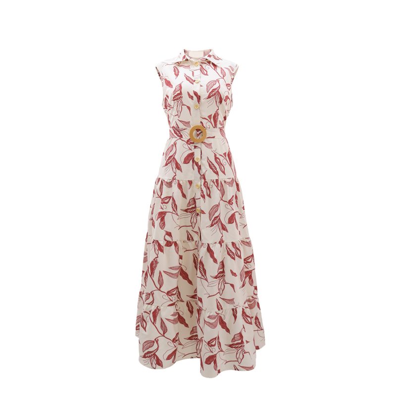 Casual Belted Sleeveless Collared A-Line Dress - Image 2