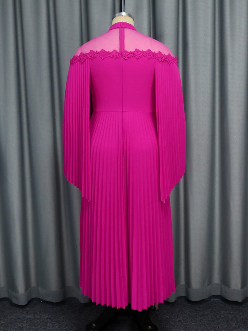 Pleated A-Line Party Dress with Sheer Shawl - Image 2