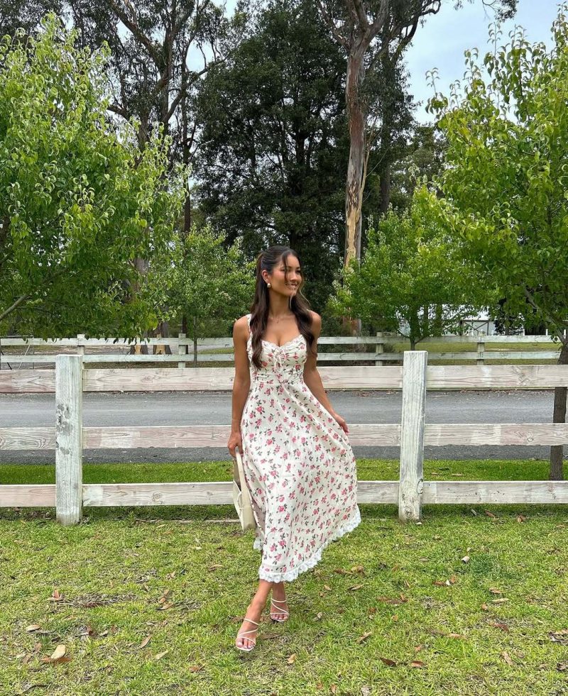 Lace Stitching V Neck Slim Maxi Dress - Image 4