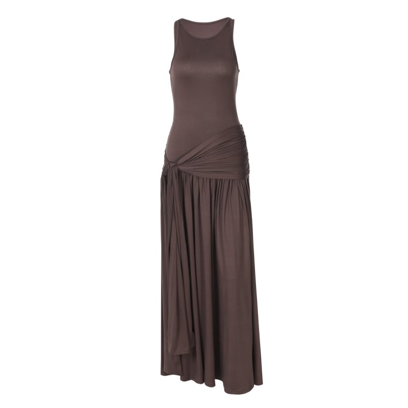 Spring Ruffled Ribbon Slim Fit Midi Dress - Image 4