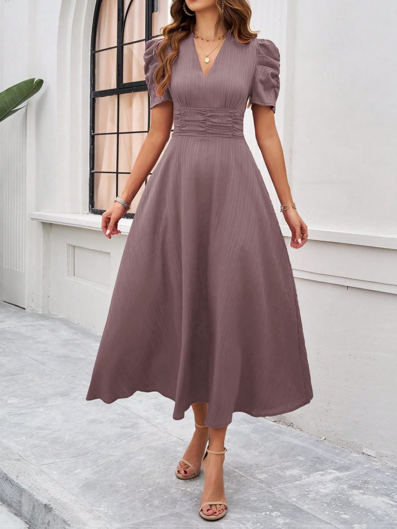 Elegant High Waist V-Neck Summer Dress - Image 3