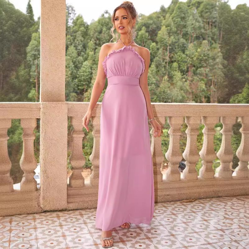 Sexy Deep V Solid Color Maxi Dress - Image 2
