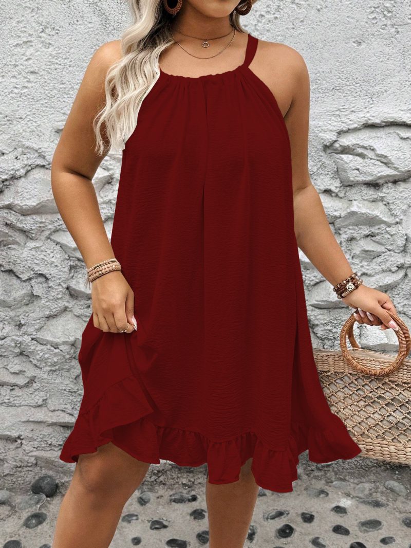 Loose Fit Solid Color Sundress Plus Size - Image 2