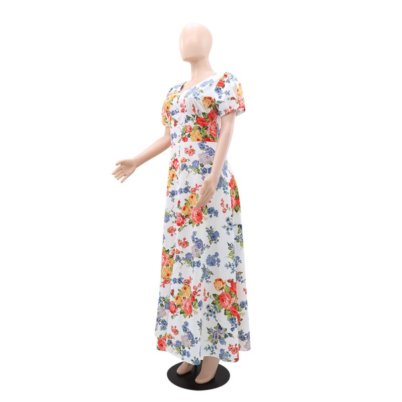 Holiday Casual Short Sleeve Printed Dress - Image 3