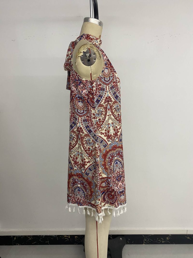 Unique Halter Paisley Print Summer Dress - Image 4