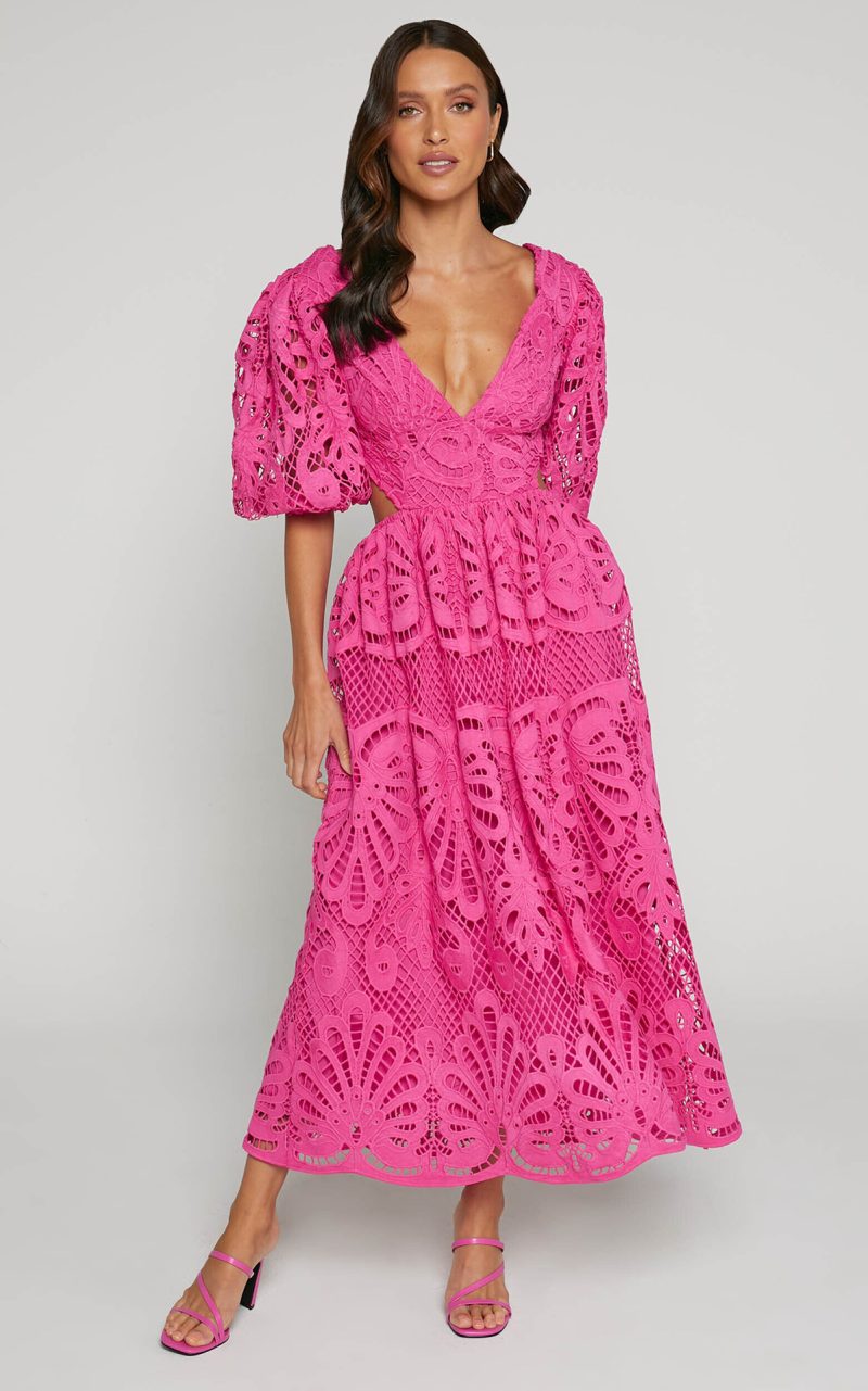 Lace Embroidered Cutout Summer Dress for Women - Image 3