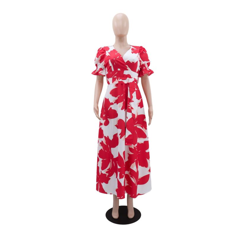 Casual Printed V-Neck Dress for Ladies - Image 3