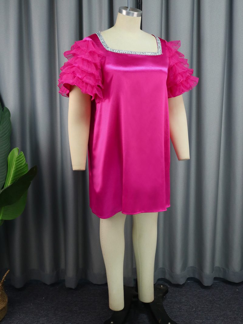 Women’s Autumn Drilled Bell Sleeve Office Dress - Image 4