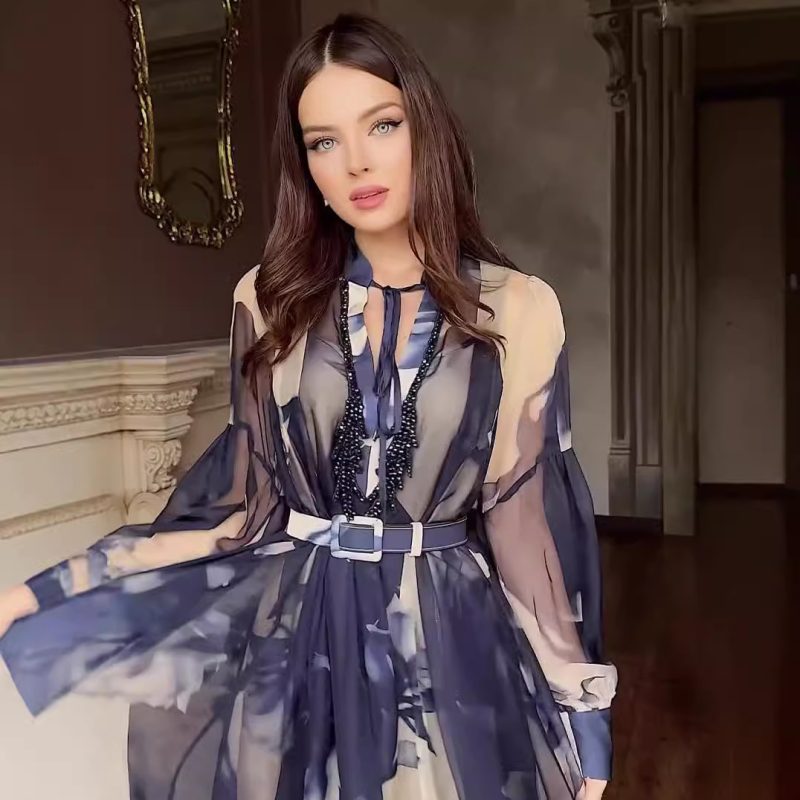 Printed Slim Fit Dress – Summer Elegance Look - Image 4