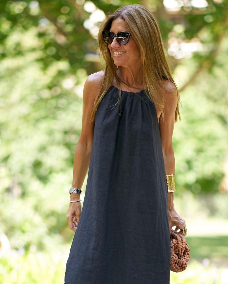 Casual Cotton Linen Halter Vacation Dress Women - Image 3