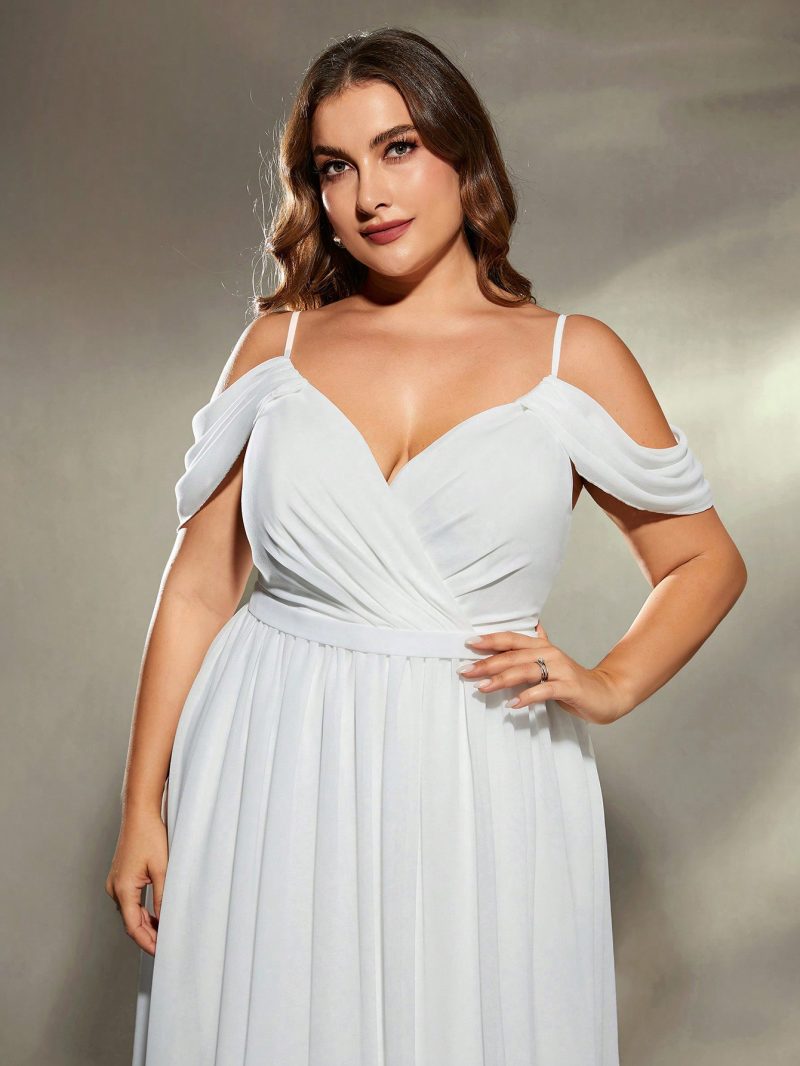 Autumn Bridesmaid Dress – White Off Shoulder - Image 3