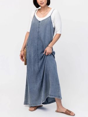 Minimalist Loose Solid Color Casual Denim Dress