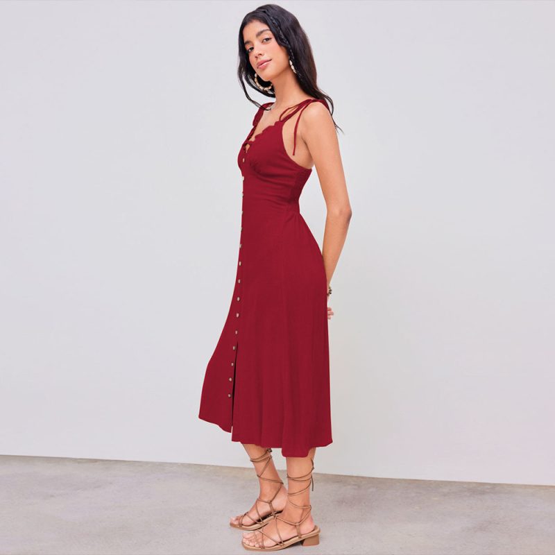 Summer Slim Dress with Elegant French V-Neck Design - Image 4