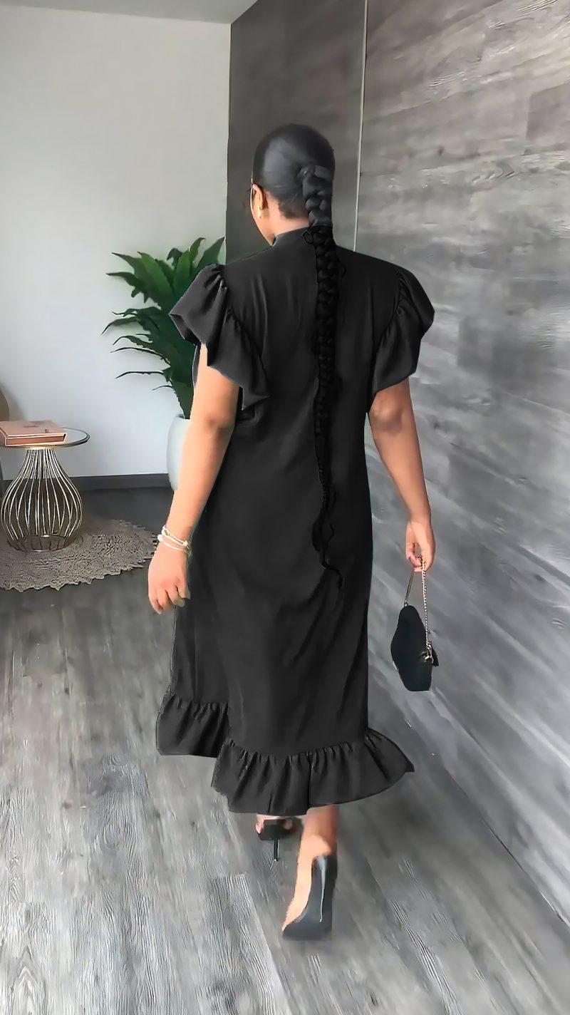 Everyday Casual Solid Ruffle Dress for Women - Image 2