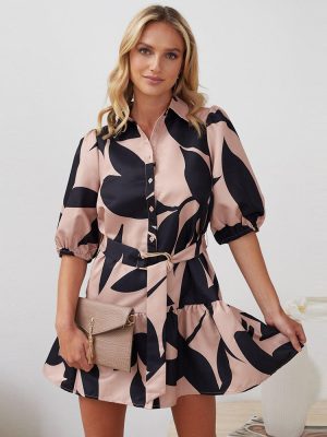 Summer Printed Tiered Belted Vacation Dress