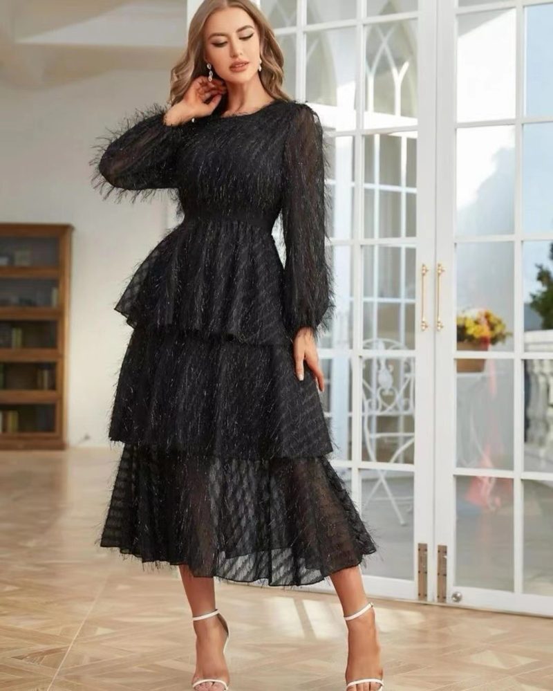 French Retro Lace Slim Early Spring Dress - Image 4