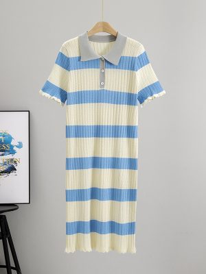 Summer Striped Polo Slim Fit Office Dress