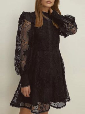 Summer French Embroidered Lace A-Line Dress