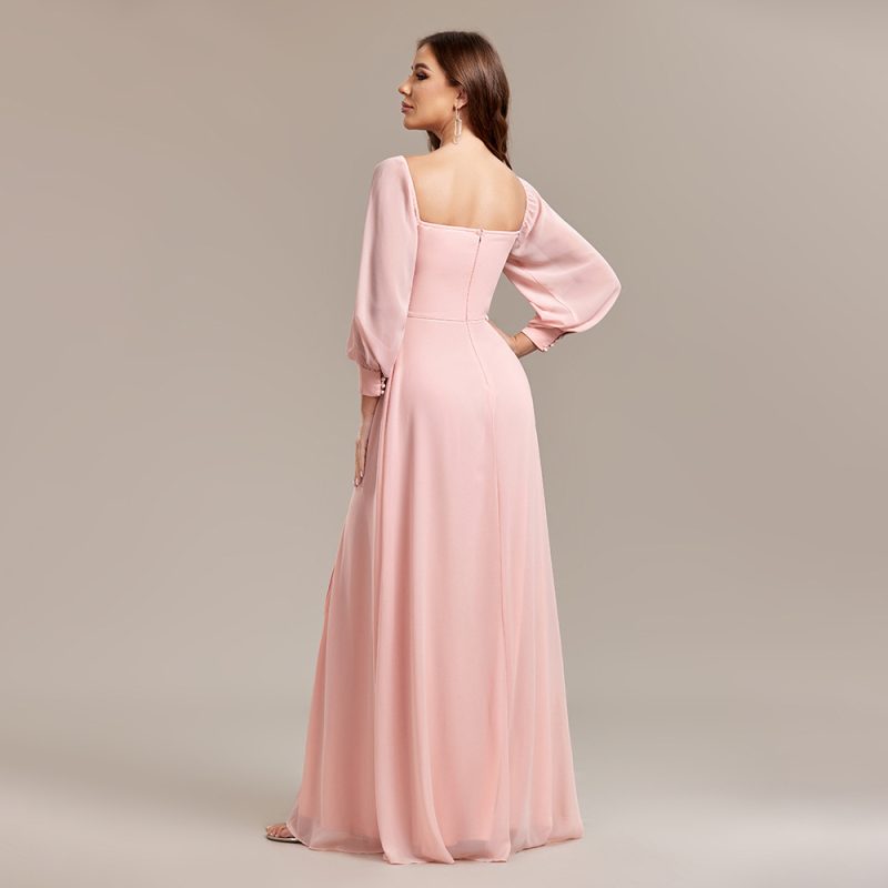 Chiffon Formal Dress – Convertible Long Sleeve Gown - Image 2