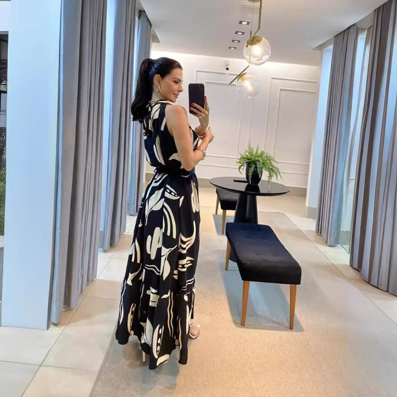 Summer Mop-Length Printed Strap Dress for Women - Image 3